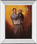 Trumpet Player - Mirror Framed Print Wall Art - Light Brown
