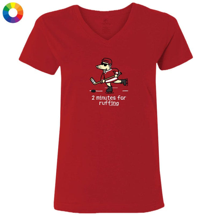 Two Minutes for Ruffing - Ladies T-Shirt V-Neck
