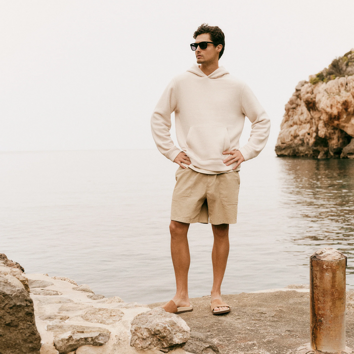 Vuori Beach Fleece Pullover Hoodie (Men) - Bone Heather Apparel - Top - Sweatshirt - The Heel Shoe Fitters