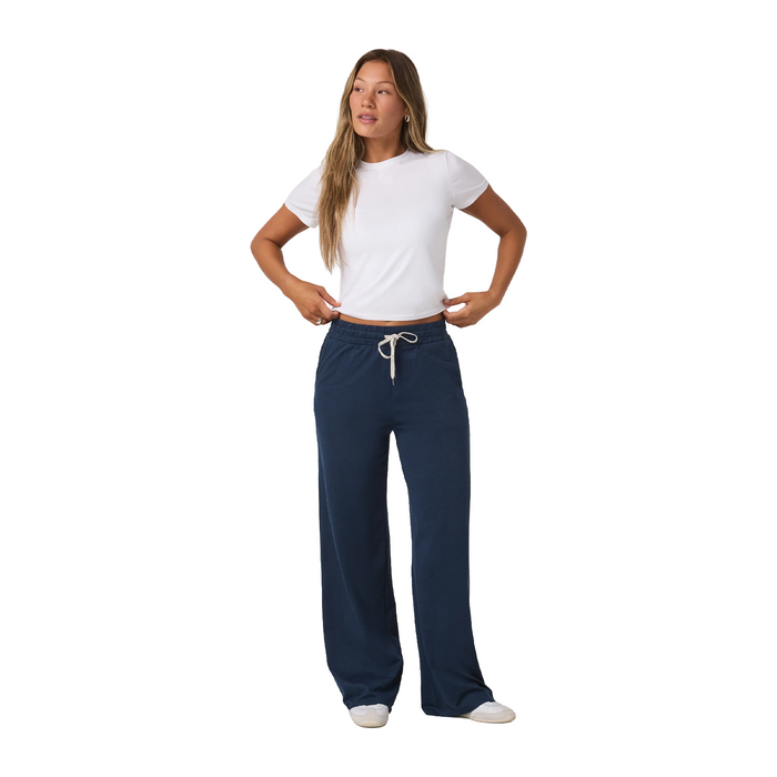 Vuori Halo Essential Wideleg Pant (Women) - Blue Coast Heather Apparel - Bottom - Pant - The Heel Shoe Fitters