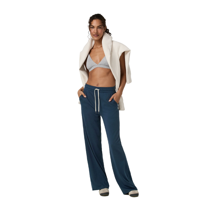 Vuori Halo Essential Wideleg Pant (Women) - Blue Coast Heather Apparel - Bottom - Pant - The Heel Shoe Fitters