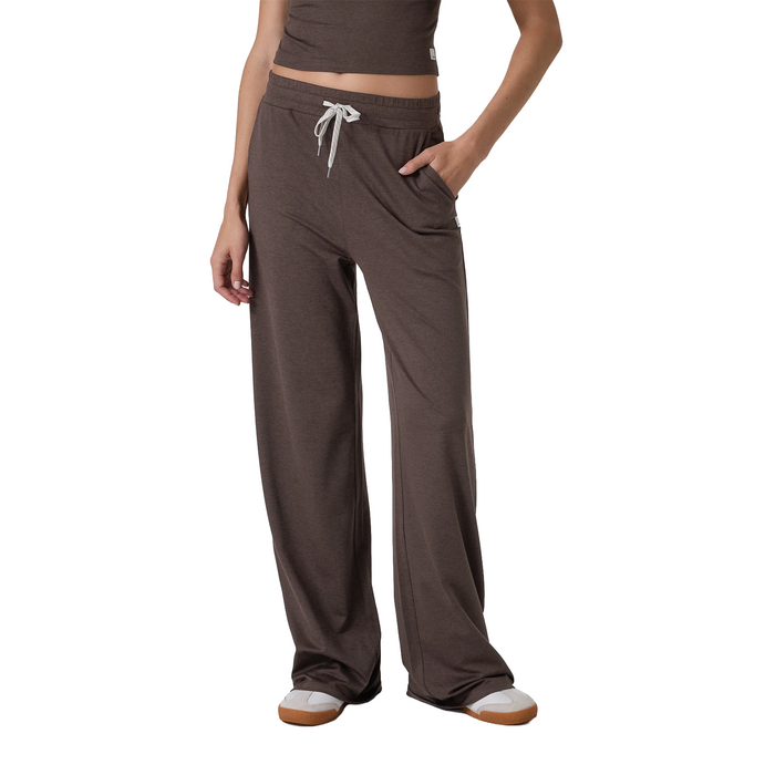 Vuori Halo Essential Short Wideleg Pant (Women) - Java Heather Apparel - Bottom - Pant - The Heel Shoe Fitters