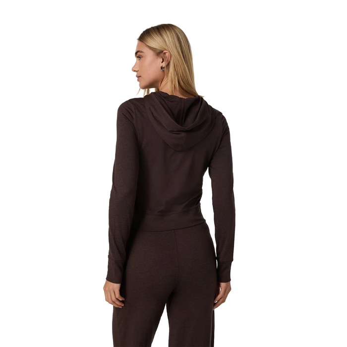 Vuori Halo Mini FZ Hoodie (Women) - Java Heather Apparel - Top - Sweatshirt - The Heel Shoe Fitters
