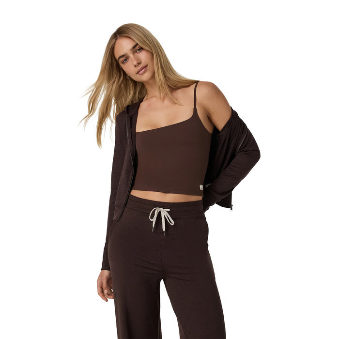 Vuori Halo Mini FZ Hoodie (Women) - Java Heather Apparel - Top - Sweatshirt - The Heel Shoe Fitters