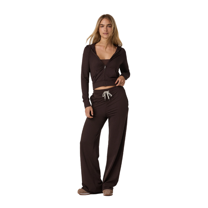 Vuori Halo Mini FZ Hoodie (Women) - Java Heather Apparel - Top - Sweatshirt - The Heel Shoe Fitters