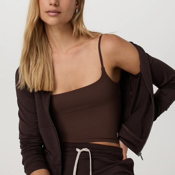 Vuori Halo Mini FZ Hoodie (Women) - Java Heather Apparel - Top - Sweatshirt - The Heel Shoe Fitters