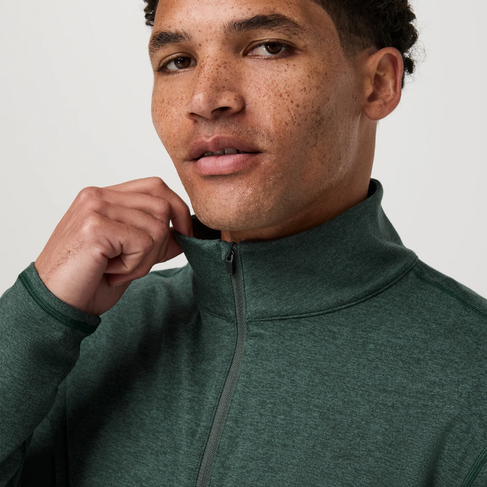 Vuori Ponto Mock Neck 1/2 Zip (Men) - Hemlock Heather Apparel - Top - Sweatshirt - The Heel Shoe Fitters