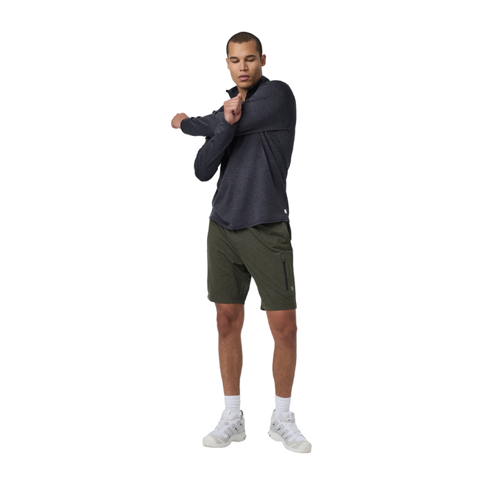 Vuori Ponto Mock Neck Half Zip (Men) - Charcoal Heather Apparel - Top - Sweatshirt - The Heel Shoe Fitters
