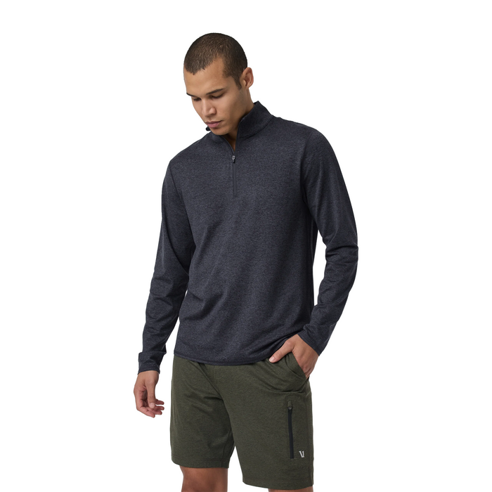Vuori Ponto Mock Neck Half Zip (Men) - Charcoal Heather Apparel - Top - Sweatshirt - The Heel Shoe Fitters