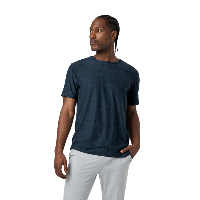 Vuori Strato Tech Tee (Men) - Navy Heather Apparel - Top - ShortSleeve - The Heel Shoe Fitters