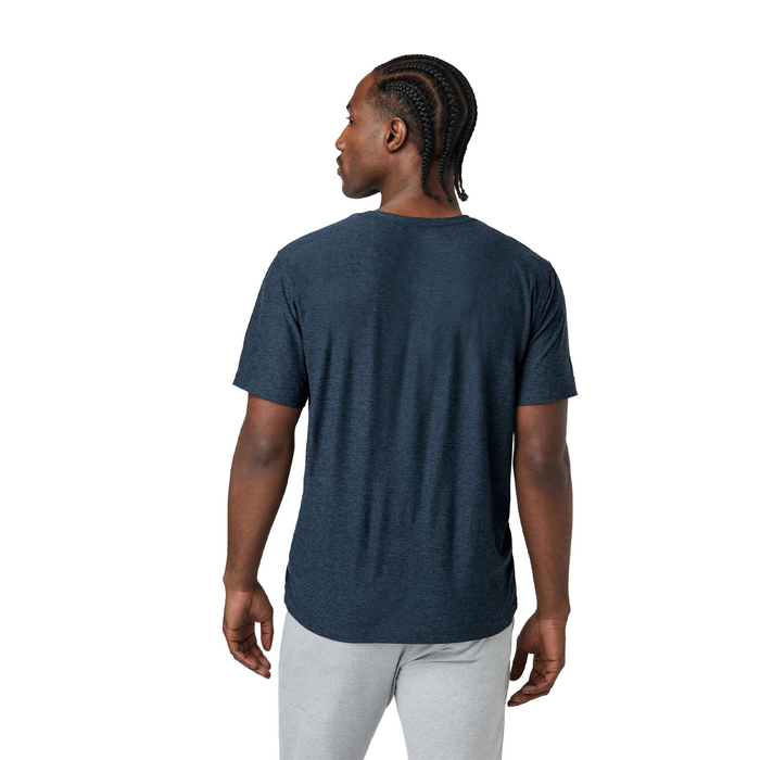 Vuori Strato Tech Tee (Men) - Navy Heather Apparel - Top - ShortSleeve - The Heel Shoe Fitters