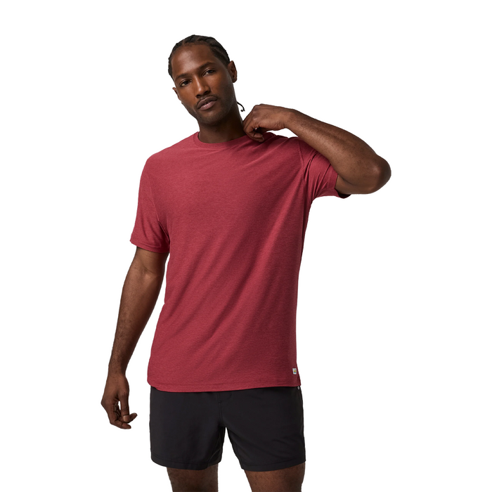 Vuori Strato Tech Tee (Men) - Sour Cherry Heather Apparel - Top - ShortSleeve - The Heel Shoe Fitters