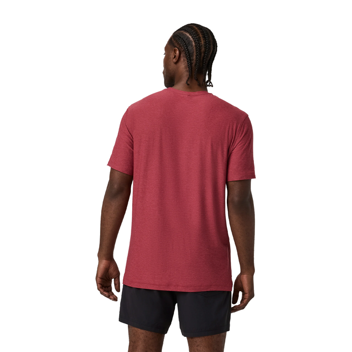 Vuori Strato Tech Tee (Men) - Sour Cherry Heather Apparel - Top - ShortSleeve - The Heel Shoe Fitters