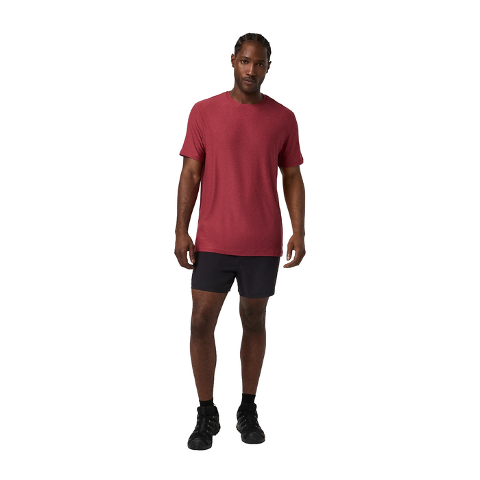 Vuori Strato Tech Tee (Men) - Sour Cherry Heather Apparel - Top - ShortSleeve - The Heel Shoe Fitters
