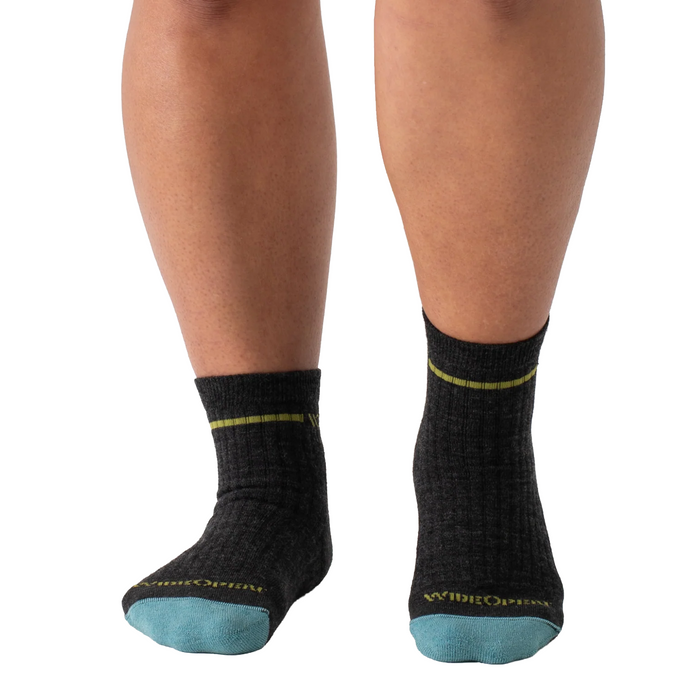 Wide Open Solid Cushioned Quarter (Women) - Charcoal Accessories - Socks - Lifestyle - The Heel Shoe Fitters