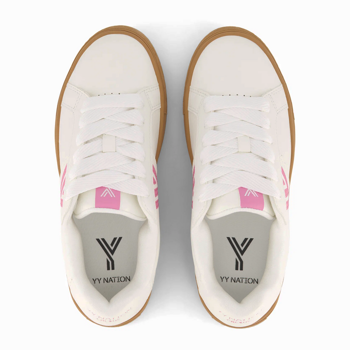 YY Nation Yimbus Cactus Sneaker (Women) - White/Pink/Gum Athletic - Casual - Lace Up - The Heel Shoe Fitters