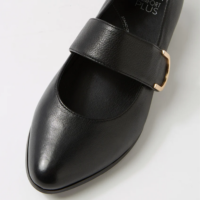 Ziera Okla (Women) - Black Leather Dress-Casual - Flat - The Heel Shoe Fitters